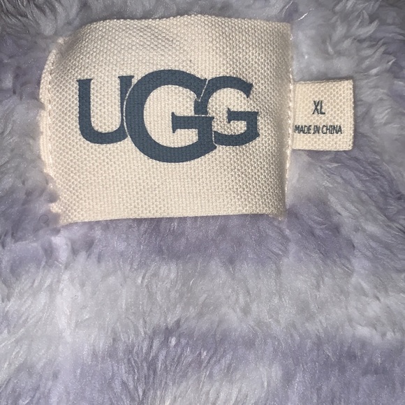 UGG NEW AARTI SIZE XL GORGEOUS LAVENDER AND WHITE ZEBRA PRINT SHERPA HOODED ROBE - Picture 9 of 13